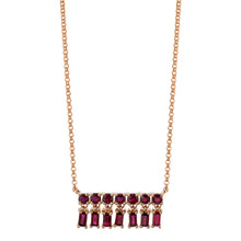  18K Rose Gold, Ruby Baquette X-Small Bar Dangle Necklace