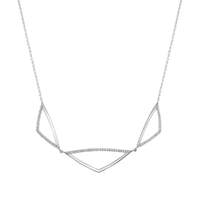  18K White Gold, Pave Diamond Triple "V" Necklace