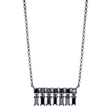  18K Black Rhodium Gold, Black Diamond Baquette X-Small Bar Dangle Necklace