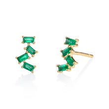  4 Emerald Baguette Stud Earrings (not a set)