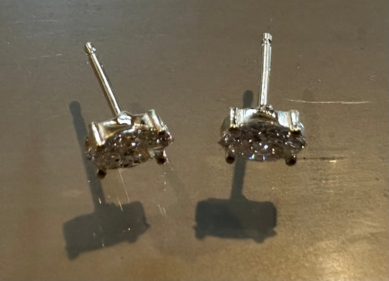 14K Yellow Gold Diamond Marquise Studs