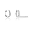 Baguette Diamond Mini Horse Shoe Studs