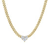 Medium Diamond Heart Pendant on 14K, 16" Gold Link Chain