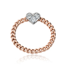  Heart Rose Gold Chain Link Ring