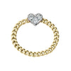 Heart Yellow Gold Chain Link Ring