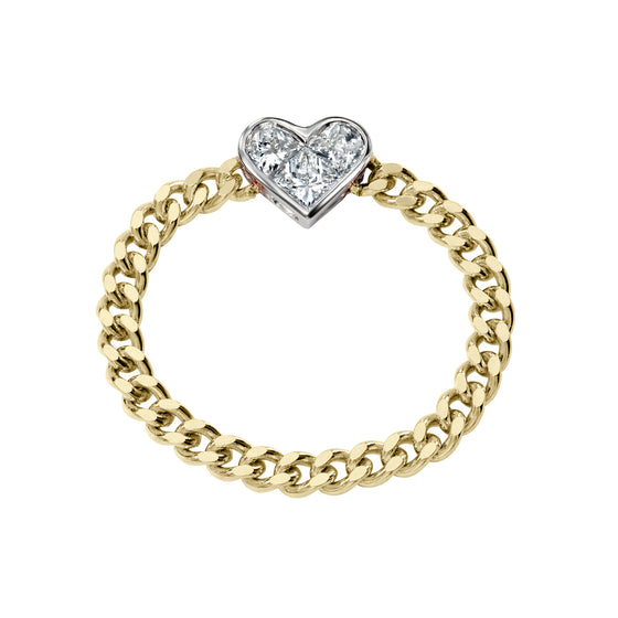 Heart Yellow Gold Chain Link Ring