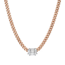  Emerald Cut Solitaire on 14K, 16" Rose Gold Link Chain Necklace