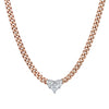 Large Diamond Heart Pendant on 14K, 16" Gold Link Chain