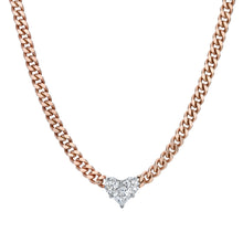  Medium Diamond Heart Pendant on 14K, 16" Rose Gold Link Chain