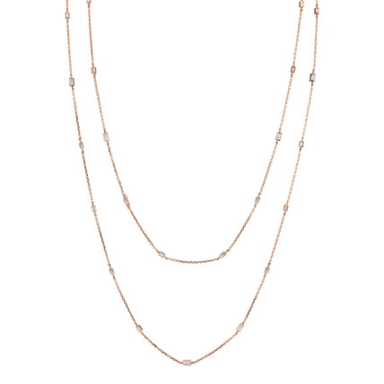 48" Mixed Diamond Baguette By The Yard Necklace