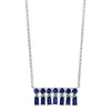 18K White Gold, Blue Sapphire Baquette X-Small Bar Dangle Necklace