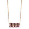 18K Rose Gold, Ruby Baquette X-Small Bar Dangle Necklace