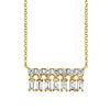 18K Gold, Diamond Baquette XSmall Bar Dangle Necklace