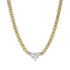 Large Diamond Heart Pendant on 14K, 16" Gold Link Chain