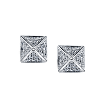  Pave White Diamond Pyramid Stud Earrings