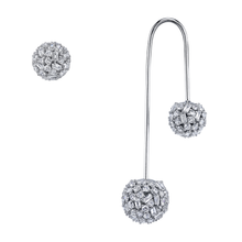  Mixed Cut Diamond Drop Ball Earring With Matching Stud Set