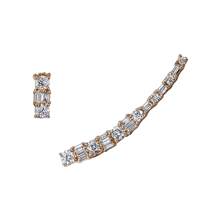 Mixed Cut Diamond Ear Climber & Matching Stud Set