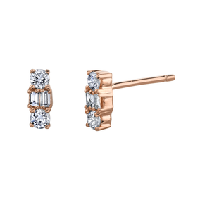 Mixed Cut Diamond Stud Earrings
