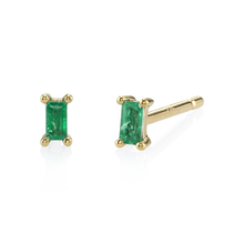  Emerald Baguette Single Stud Earrings