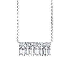 18K Gold, Diamond Baquette XSmall Bar Dangle Necklace