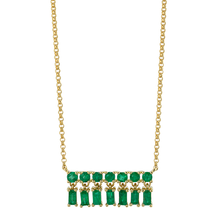  18K Yellow Gold, Emerald Baquette X-Small Bar Dangle Necklace