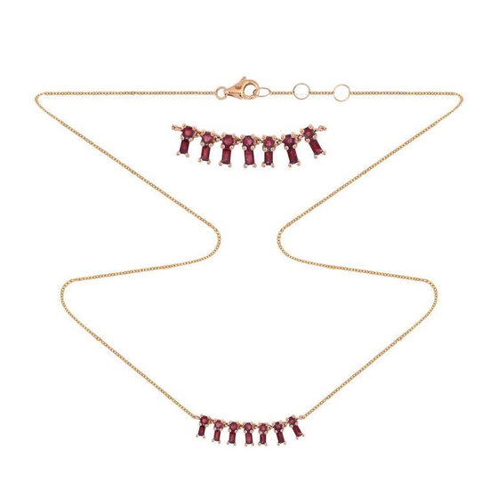 Ruby Baguette X-Small Dangle Necklace