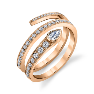 Wrapped Pave Diamond Snake Ring