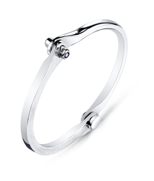  Sterling Silver Handcuff With Black Diamond Studs