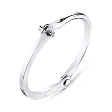  Sterling Silver Handcuff With White Diamond Studs